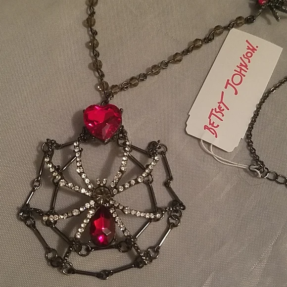 Betsey Johnson spider red gem long nwt - Picture 3 of 4